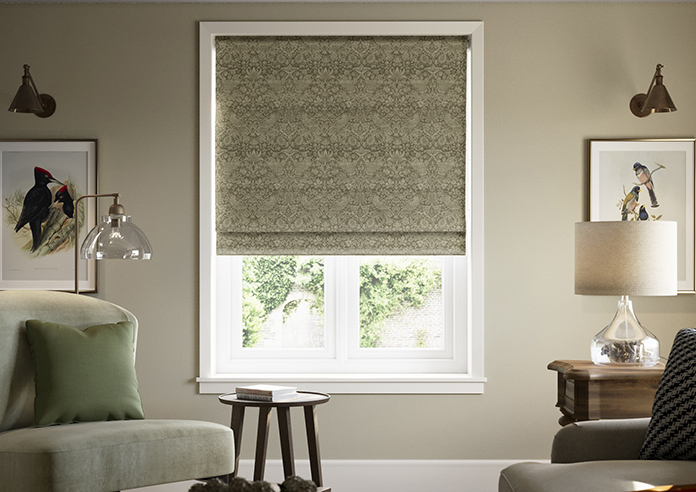 William Morris At Home Strawberry Thief, Woven Sage - Roman Blind - Image 3